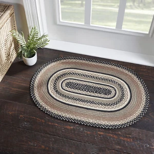 Accent Rug Sawyer Mill Charcoal Creme Jute Farmhouse 24x36 Oval Floor VHC Brands - Picture 1 of 8