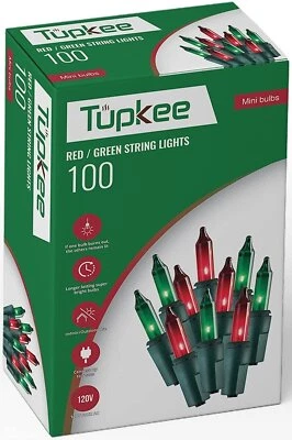 Tupkee Christmas String Lights 100 Count - Incandescent Mini Red and Green... - Image 1 of 4