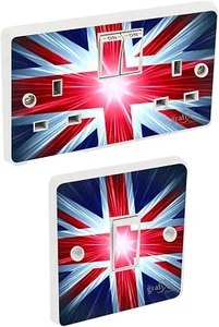 Union Jack Light Switch & Double Socket Sticker Vinyl/Skin cover sosw32 - Picture 1 of 4