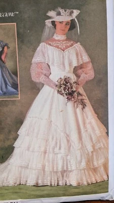 1980 Big Ruffled Belle Wedding Dress Simplicity Pattern 6765 Size 10 Uncut - Image 1 of 3