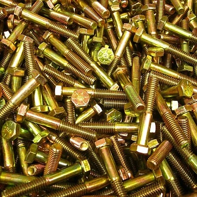 PLATONIX (100) 5/16"-18 X 2-1/2" Grade 8 Hex Head Cap Screw Bolt Yellow Zinc Coarse