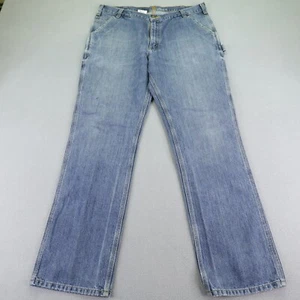 Carhartt Jeans Mens 38x34 Blue Denim Relaxed Fit Holter Dungaree Work Pants ^ - Picture 1 of 15