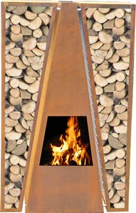 Terrassenofen Garten Kamin Feuerstelle Feuersäule Maroa Corten Edelrost - Bild 1 von 2
