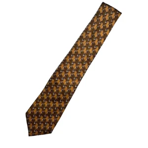 Hermes Men's 100% Silk Neck Tie Light Brown with Dark Brown Horses • France - Picture 1 of 7