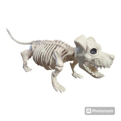 18" Halloween Skeleton Dog Plastic Puppy Bones Display Decor Mouth Moves - Image 1 of 3