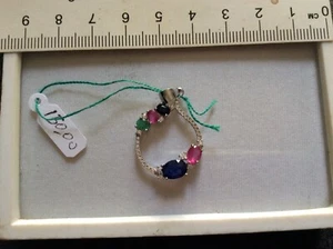 PENDENTE IN ARGENTO PLACCATO IN ORO CON ZAFFIRI RUBINI SMERALDI  NATURALI - Imagen 1 de 2