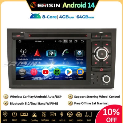 DAB+Android 14 Car Stereo Sat Nav CarPlay DVD Wifi For Audi A4 S4 RS4 Seat Exeo - Image 1 of 4