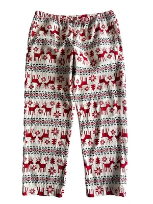 Men’s Large Hanna Andersson Dear Deer Christmas Flannel Pajama Pants Red White - Image 1 of 4