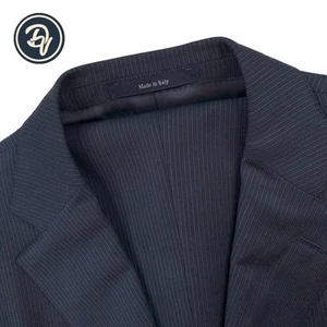 Mens 42 R Ermenegildo Zegna Rom Fit Navy Blue Mini Stripe Wool Suit Made Italy - Picture 1 of 23