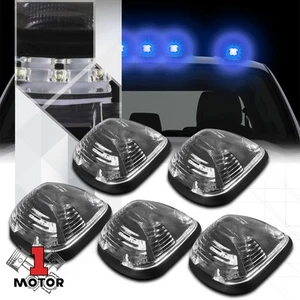 5Pcs Black Housing [Blue LED] Cab Roof Running Light+Harness for 99-07 F250-550 - Bild 1 von 2