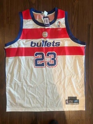 迈克尔·乔丹 Reebok 球衣男式华盛顿子弹 #23 2XL 全新带标签 罕见 HWC — 第 1/4 张图片