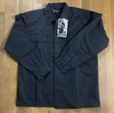 5.11 Tactical Series TDU Mens Large Black Ripstop Long Sleeve Shirt Elbow Pads  - Image 1 of 4