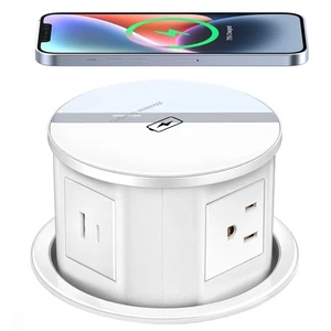 Pop Up Outlet with 15W Wireless Charger, 4 AC Plug 1 USB-A and 1 USB-C, Elect... - Picture 1 of 7