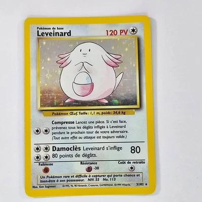 French Chansey Leveinard Pokemon Card Base Set HOLO 3/102 Vintage - Image 1 of 4