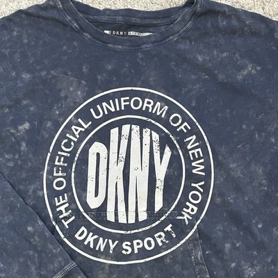 DKNY Sudadera Mujer M Azul Blanco Logo Deportivo Cuello Redondo Pullover con Bolsillos Foto 1 de 4