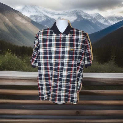 Le Tigre American Sportswear Mens XL Short Sleeve Plaid Cotton Polo Shirt y2k - Image 1 of 4