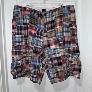 Gap Shorts Mens 38 Multicolor Plaid Indian Madras Patchwork Cargo Flat Front - Picture 1 of 7