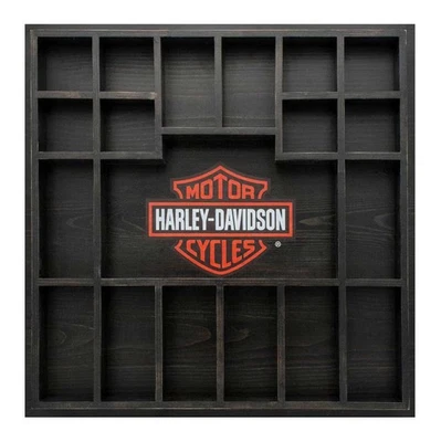 Vitrine Harley-Davidson Bar & Shield Shot Glass - Madeira preta maciça - Imagem 1 de 4