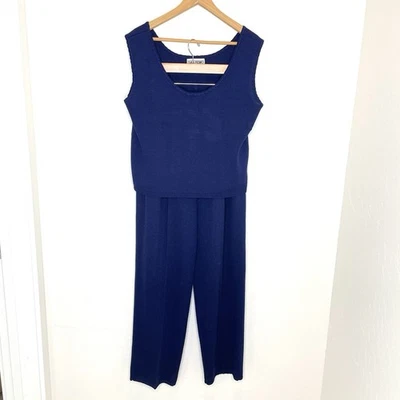 Винтажный San Remo Laura вязаные 2 Puce брюки верхний комплект женщин большой темно-синий - Изображение 1 из 4