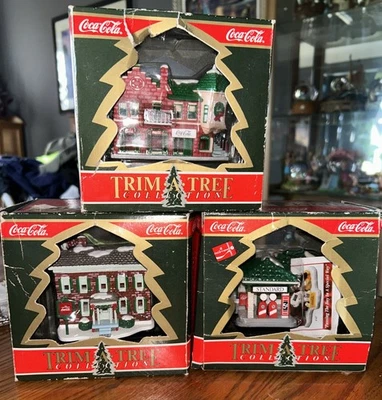 coca cola trim a tree collection 3 Ornament Set GUC In Original Boxes - Image 1 of 4