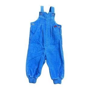 Vintage IZOD Lacoste Corduroy Bib Overalls Infant Baby 12 Months Blue Crocodile - Picture 1 of 8