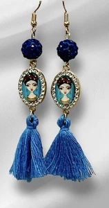 Frida Kahlo Artesana Mexicana Joyería Pendientes Colgantes Aretes De Frida Kahlo - Imagen 1 de 6