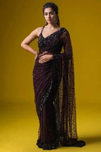 Bollywood Style Soft Net Saree With Designer Blouse For Women & Girls - Picture 1 of 11