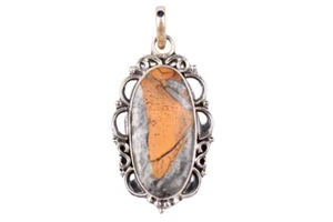 925 Pendente Argento Sterling Collana Immagine Diaspro Mano Gioielli PS-1752 - Foto 1 di 9
