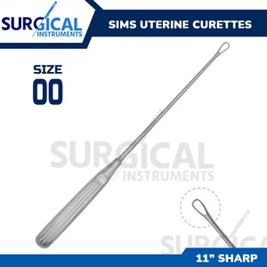Sims Uterine Curettes 11" (27.9cm), Sharp Blade, Size 00 Stainless German Grade - Picture 1 of 10