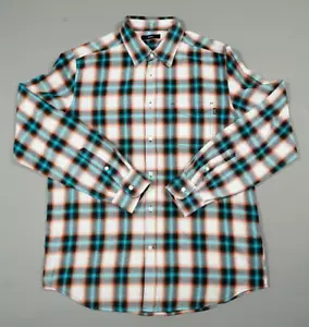 Diesel Shirt Adult Large L Blue Orange Plaid Casual Button Up Outdoor Mens - Foto 1 di 14