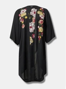 Torrid ~ Georgette Shirttail Embellished Kimono ~ Size 1 ~ NWT - Picture 1 of 6