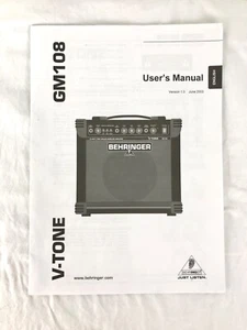Behringer V-Tone GM108 Electric Guitar Amplifier User's Manual ONLY - Picture 1 of 7