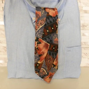 VTG 80s HARVE BENARD Neck Tie Men Floral Paisley Silk Boho Formal Designer USA - Picture 1 of 8