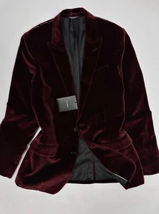 Dolce & Gabbana Martini Burgundy Velvet Blazer Jacket Taormina Men Size 46 ( S ) - Picture 1 of 13