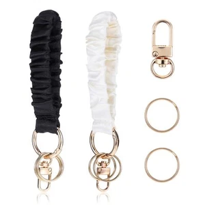 2 Pcs Scrunchie Keychain Wristlet Elastic Wrist Key Chain Multifunctional Key... - Picture 1 of 7