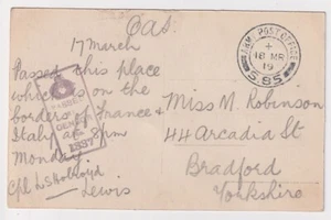 Primera Guerra Mundial Bardonecchia Italia Postal Ejército Oficina de Correos S.85 Censurado a Bradford - Imagen 1 de 3