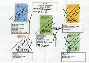 BLUE - Concert Tour Pass Info Sheet from Nottingham - MUSIC - USED - Picture 1 of 1
