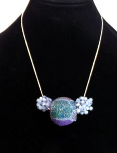 UNIQUE ARTIST BEADWORK ARTWORK NECKLACE SILVER PLATE CHAIN 18" J88CR AZ30 - Picture 1 of 19