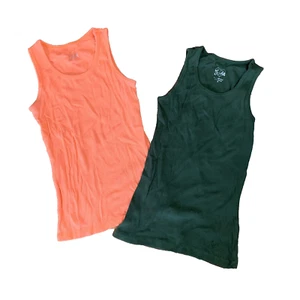 Girl's Justice Ribbed Tank Top Set Cami Shirt 2 Piece Army Green Peach Size 12 - Picture 1 of 7