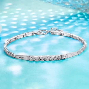 Pure Platinum 950 Chain 2mm Star Beads Tube Link Bracelet 5.9-6g 7.9-8.5inch - Picture 1 of 5