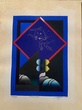 Akira Kurosaki Listed b1937  Libra Japan Colour Woodblock Zodiac Series 1972