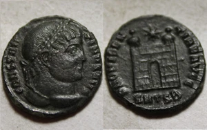Rare Original Ancient Roman coin Constantine I 326AD Camp gate Star Thessalonica - Picture 1 of 9