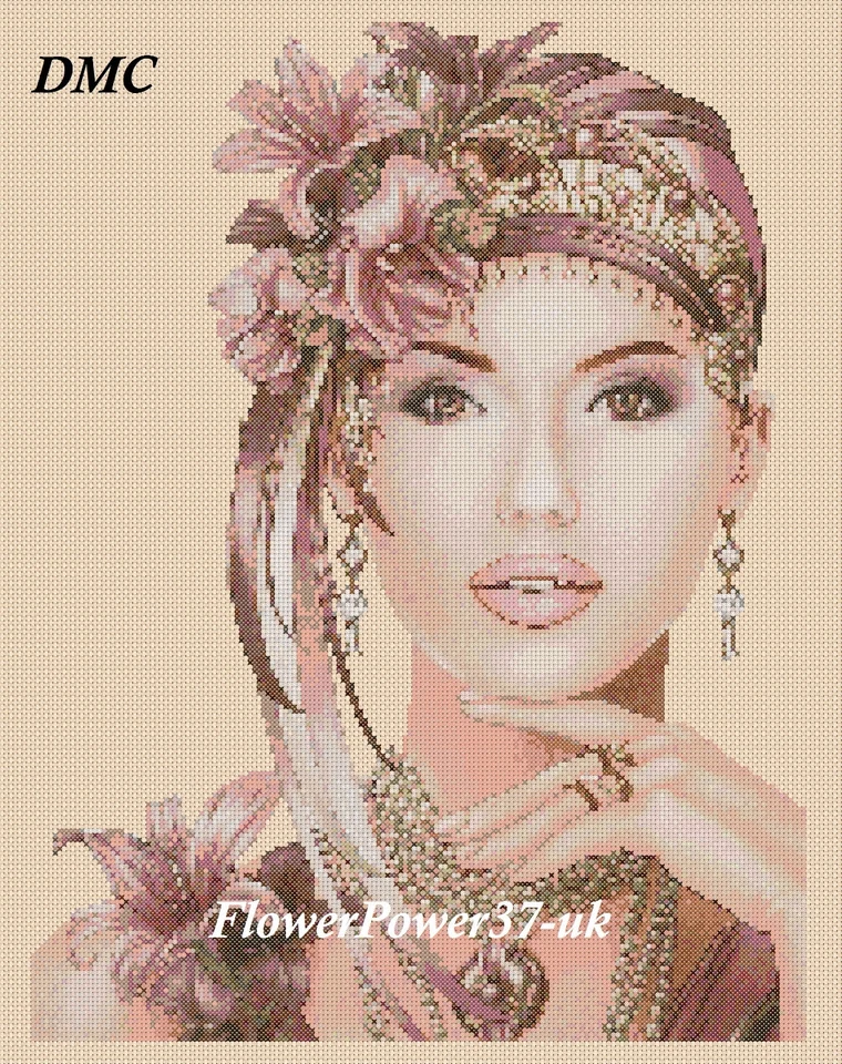 Art Deco Lady Cross stitch chart Art Deco Lady 176 DMC -  FlowerPower37-UK - Image 1 of 1