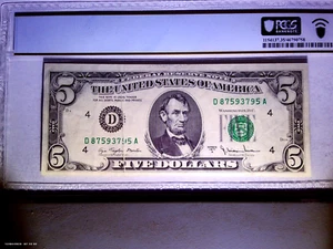 $5 1977 A Federal R. N. Misalignment Error And Cutter Fold. Choice VF PPQ 35 - Picture 1 of 10