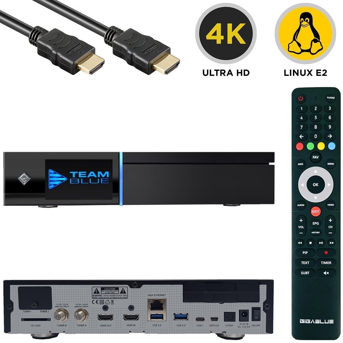 GigaBlue UHD Trio 4K 1x DVB-S2X 1x DVB-T2/C Linux Sat IP Multiroom