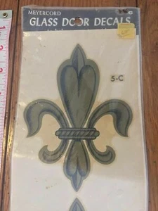 Decalcomanie di sicurezza porta in vetro vintage Meyercord oro 2 lati nero fiore di giglio (1) - Foto 1 di 3