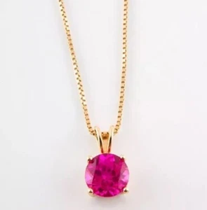 Pink Topaz Pendant with 18" Chain 14kt Gold over sterling Silver - Picture 1 of 2