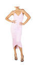 Misha Sugar Pink Strapy Body Con Gathered Midi Dress Size 12 As New