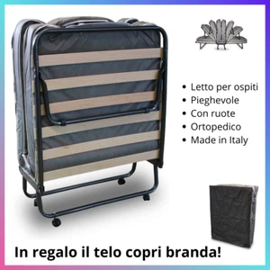 BRANDA PIEGHEVOLE CON MATERASSO ORTOPEDICO LETTO SINGOLO BRANDINA MOBILE 80X190 - Foto 1 di 16