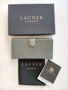 LAUNER 100% LIZARD SKIN GREEN & BEIGE CALF LEATHER PURSE - BRAND NEW -RRP: £995+ - Picture 1 of 24